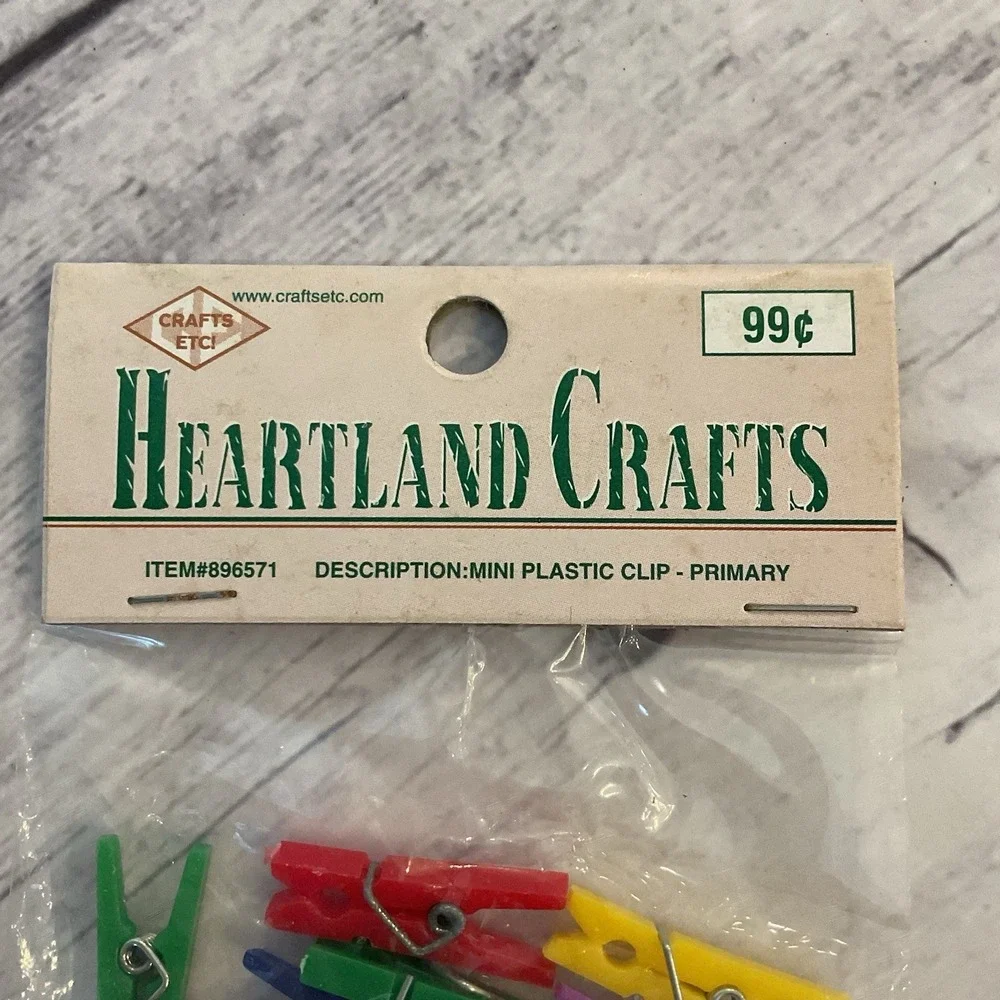 Heartland Crafts Mini Clothes Pins 80+ Packs 10 Ct Bright Primary Colors Plastic